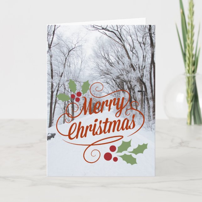 CARTES POUR FÊTES ANNUELLES PERSONNALISÉ MERRY CHRISTMAS SNOW PATH SAASON'S GR (Devant)