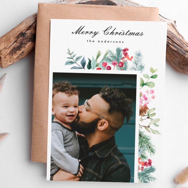 Cartes Pour Fêtes Annuelles Personnalisé Moderne Traditionnel Festif Noël Holl (Créateur téléchargé)