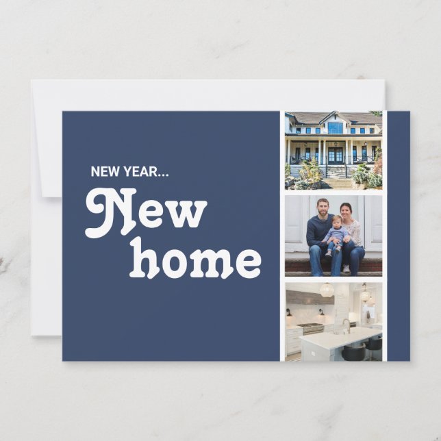 Cartes Pour Fêtes Annuelles Personnalisé Multiphoto Nouvel An Nouveau Accueil (Devant)