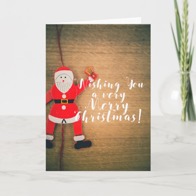 Cartes Pour Fêtes Annuelles Personnalisé NOSTALGIC MERRY NOËL PÈRE NOËL SALUT (Devant)