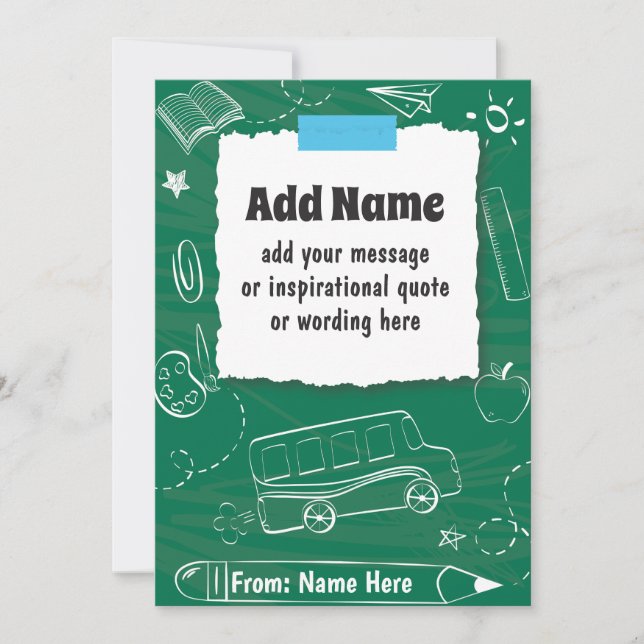 Cartes Pour Fêtes Annuelles PERSONNALISÉ Retour à l'école et fin d'année (Devant)