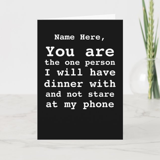 Cartes Pour Fêtes Annuelles Personnalisé Sans Téléphone Cellulaire Dîner Date  (Devant)