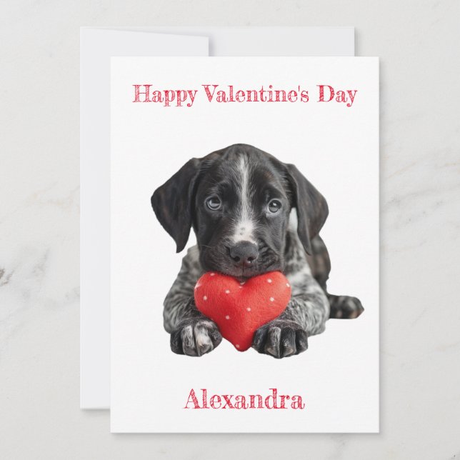 Cartes Pour Fêtes Annuelles Personnaliser Allemand Pointeur Chiot Valentine (Devant)
