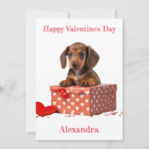 Cartes Pour Fêtes Annuelles Personnaliser Dachshund Chiot Boîte de Coeur Valen