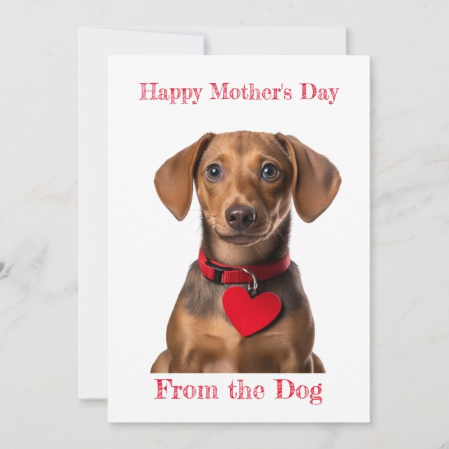 Cartes Pour Fêtes Annuelles Personnaliser Dachshund Coeur chiot Fête des mères (Devant)