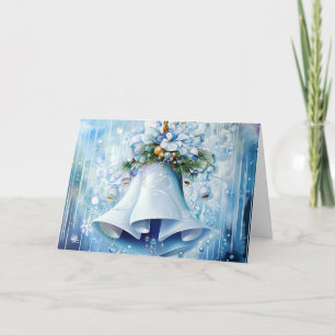 Cartes Pour Fêtes Annuelles Personnaliser des fleurs de Noël Vintage Bleu