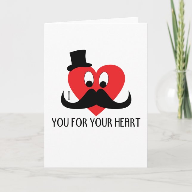 Cartes Pour Fêtes Annuelles Personnaliser Je te moustache pour ton coeur (Devant)