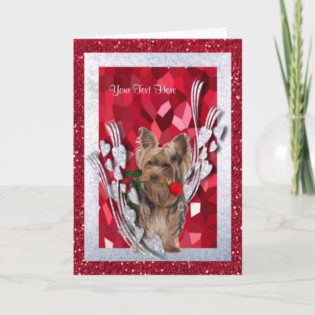 Cartes Pour Fêtes Annuelles Personnaliser masculine de chiot de Yorkie il (Devant)