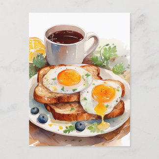 Cartes Pour Fêtes Annuelles Personnaliser Petit Déjeuner Oeuf Toast Café Alime