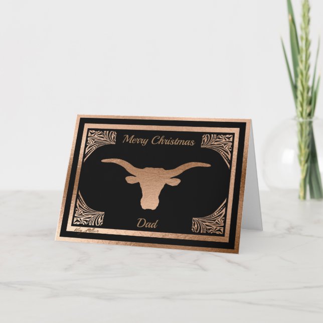 CARTES POUR FÊTES ANNUELLES PERSONNALISEZ LA SILHOUETTE DE BOEUF DE LONGHORN (Devant)