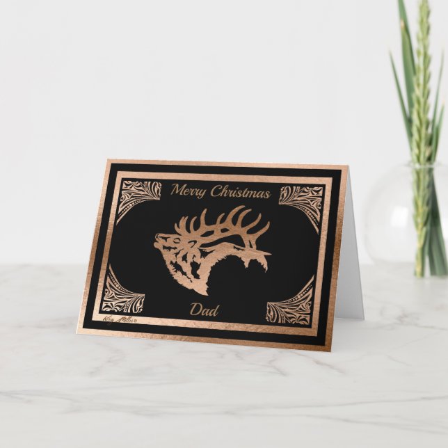 Cartes Pour Fêtes Annuelles Personnalisez la silhouette majestueuse d'élans de (Devant)