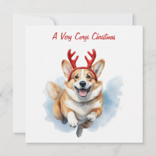 Cartes Pour Fêtes Annuelles Personnalisez les corgi de Noël avec des bois de r
