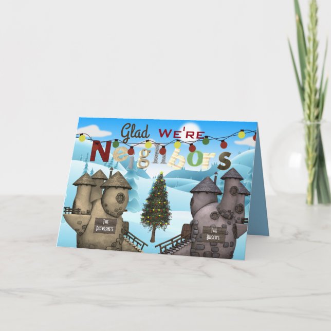 Cartes Pour Fêtes Annuelles Personnalisez les maisons "heureux que nous sommes (Devant)