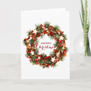 CARTES POUR FÊTES ANNUELLES PERSONNEL MERRY CHRISTMAS WREATH SAISON'S GREETING