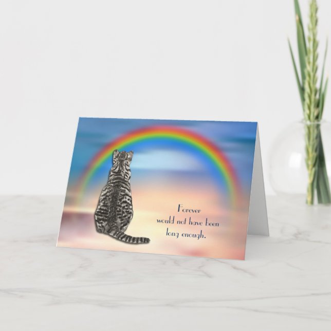 Cartes Pour Fêtes Annuelles Perte de gris Tabby Chat Rainbow Sympathy Card (Devant)
