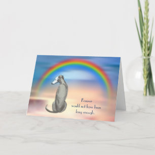 Cartes Pour Fêtes Annuelles Perte de Gris Whippet Chien Rainbow Sympathy Card