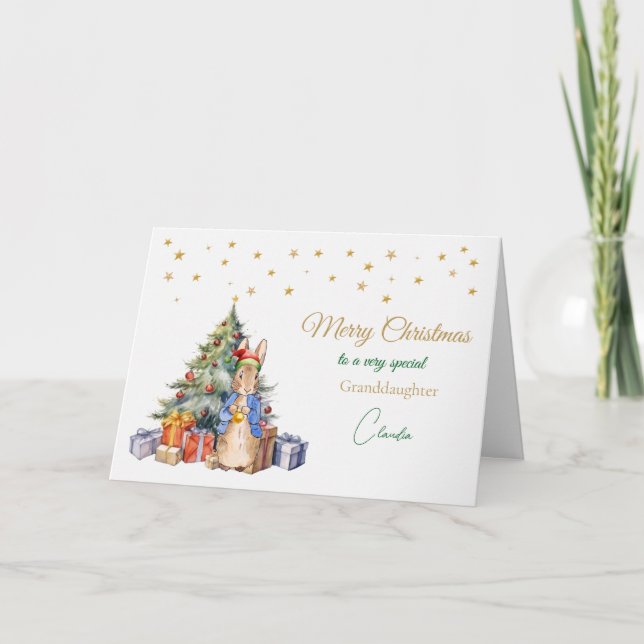 Cartes Pour Fêtes Annuelles Peter le lapin arbre de Noël Joyeux Noël (Devant)