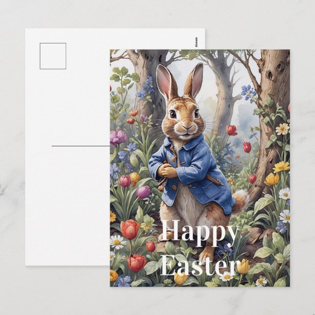 Cartes Pour Fêtes Annuelles Peter le lapin de Pâques Joyeux Pâques (Devant / Derrière)