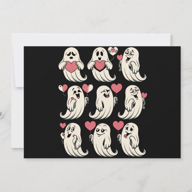 Cartes Pour Fêtes Annuelles Petit ami fantôme mignon cœur Saint-Valentin Coupl (Devant)