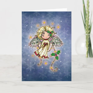 Cartes Pour Fêtes Annuelles Petit Ange de Noël avec Holly Art