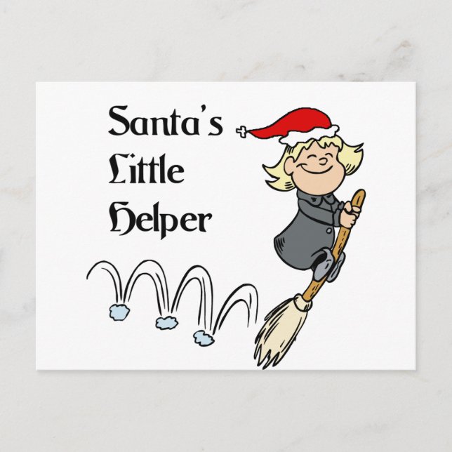 Cartes Pour Fêtes Annuelles petit assistant père Noël (Devant)