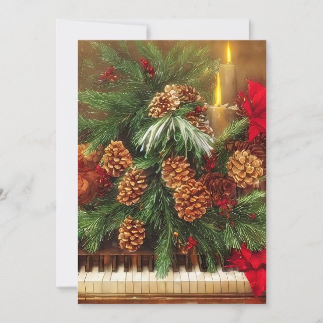 Cartes Pour Fêtes Annuelles Petit budget piano Noël (Devant)