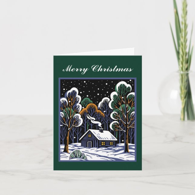 Cartes Pour Fêtes Annuelles Petit Cabine En Bois Noël Coutume de paix (Devant)