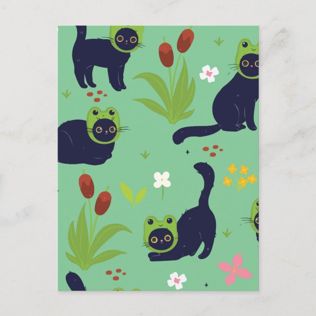 Cartes Pour Fêtes Annuelles Petit chat noir mignon (Devant)