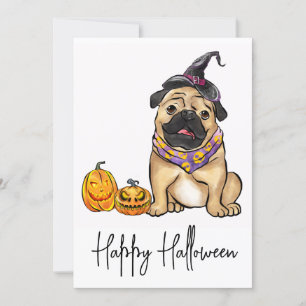 Cartes Pour Fêtes Annuelles Petit chien animal de compagnie Carlin chiot fantô