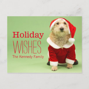 Cartes Pour Fêtes Annuelles Petit chien dans le costume de Père Noël
