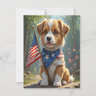 Cartes Pour Fêtes Annuelles Petit chiot 4 juillet