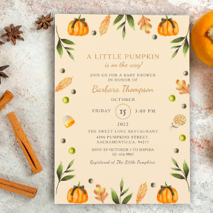 Cartes Pour Fêtes Annuelles Petit Citrouille Élégant Baby shower à thème Hallo