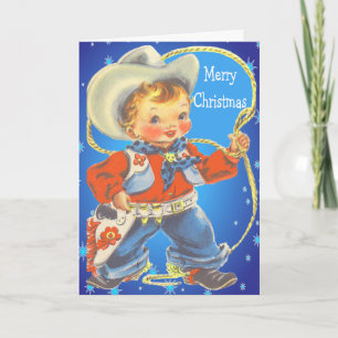 Cartes Pour Fêtes Annuelles Petit Cowboy avec corde Joyeux Noël