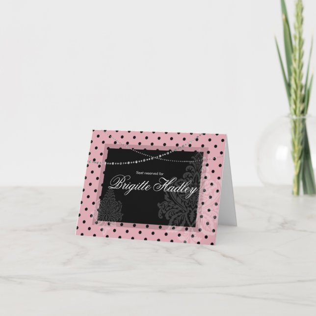 Cartes Pour Fêtes Annuelles Petit-déjeuner & Brunch pois rose et noir (Devant)