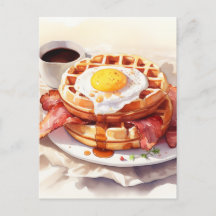 Petit-déjeuner Oeuf Waffle Bacon Café Alimentation
