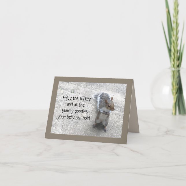 Cartes Pour Fêtes Annuelles Petit écureuil mignon avec grue à graisse Thanksgi (Devant)
