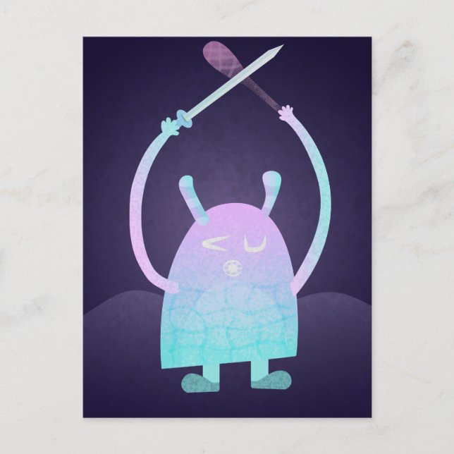 Cartes Pour Fêtes Annuelles Petit Monstre Bleu (Devant)