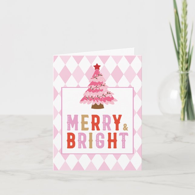 Cartes Pour Fêtes Annuelles Petit motif diamant rose Joyeux et lumineux (Devant)