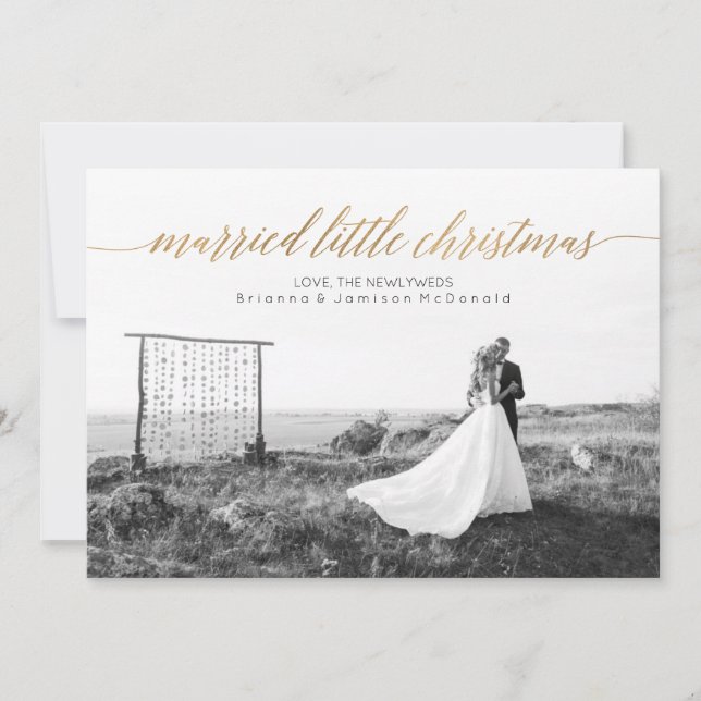 Cartes Pour Fêtes Annuelles Petit Noël marié photo neuve | Or (Devant)
