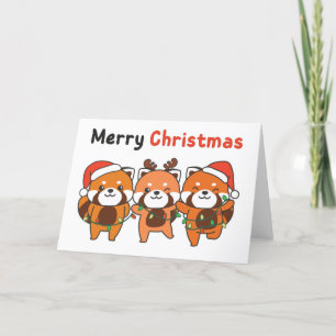 Cartes Pour Fêtes Annuelles Petit panda rouge Noël Petits pandas rouges Joyeux