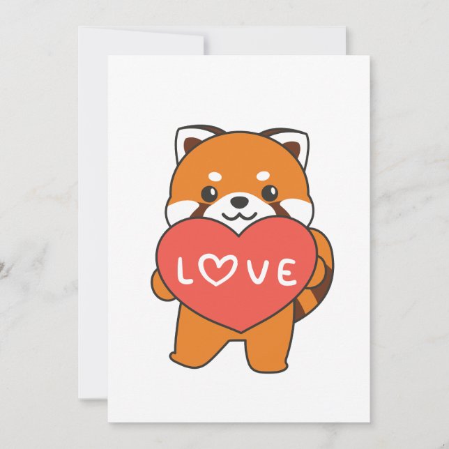 Cartes Pour Fêtes Annuelles Petit Panda Rougé pour la Saint-Valentin Animaux M (Devant)