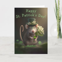 Petit Rat doux aux fleurs Saint Patrick's Day