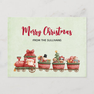 Cartes Pour Fêtes Annuelles Petit train de Noël Vintage avec jouets Noël