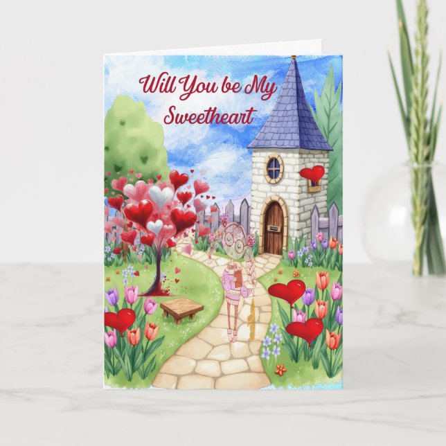 Cartes Pour Fêtes Annuelles Petit Village Amour de la Saint-Valentin (Devant)