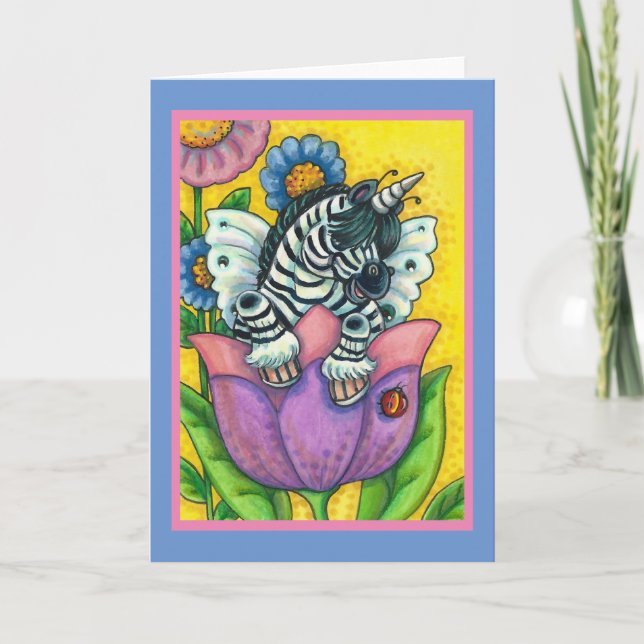 Cartes Pour Fêtes Annuelles PETIT ZEBO WHIMSYNICKER, ZEBRA UNICORN Blank Holi (Devant)