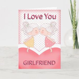 Cartes Pour Fêtes Annuelles Petite amie, Lesbienne, Couple Baisant mignon Vale