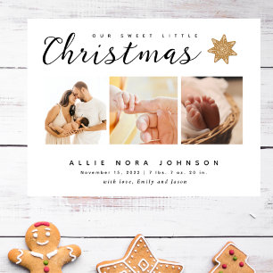 Cartes Pour Fêtes Annuelles Petite Annonce de Naissance de Noël en Photo Douce