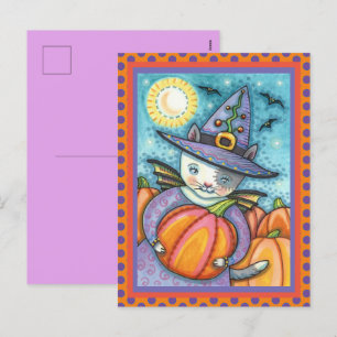 CARTES POUR FÊTES ANNUELLES PETITE CUISINE DE CHAT DE BAT, CUTE & COLORÉE
