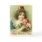 Petite fille aux roses roses roses Saint Valentin