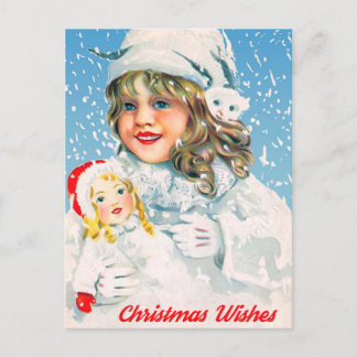 Cartes Pour Fêtes Annuelles Petite fille avec poupée vous souhaite un joyeux N